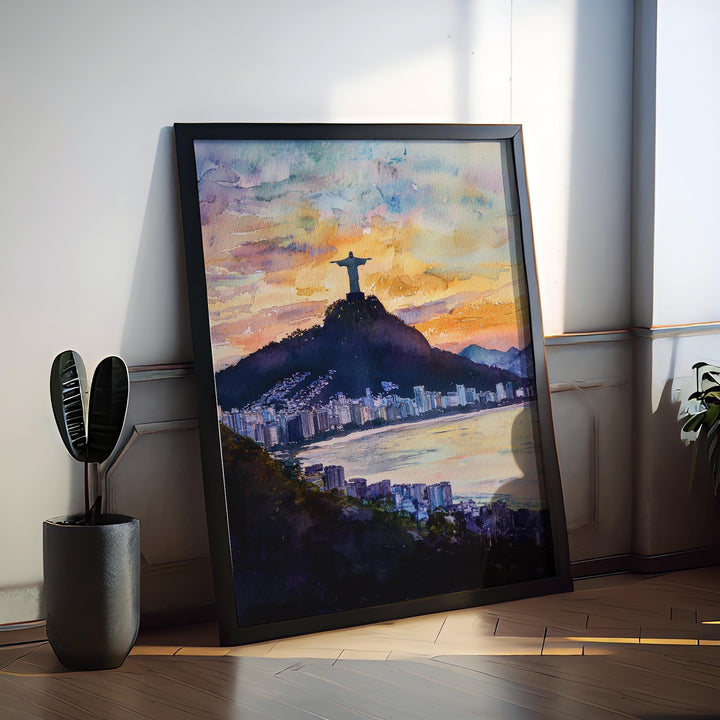 Rio de Janeiro Watercolor Poster Rio de Janeiro Travel Print Rio Wall Art Rio Cityscape Painting Rio Souvenir Brazil Decor