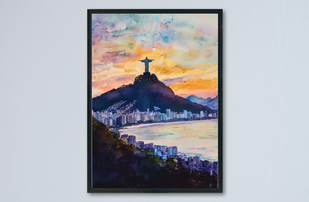 Rio de Janeiro Watercolor Poster Rio de Janeiro Travel Print Rio Wall Art Rio Cityscape Painting Rio Souvenir Brazil Decor