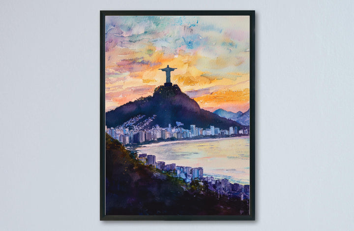 Rio de Janeiro Watercolor Poster Rio de Janeiro Travel Print Rio Wall Art Rio Cityscape Painting Rio Souvenir Brazil Decor