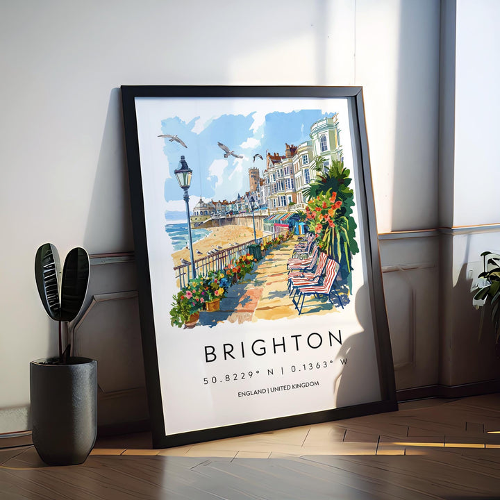 Brighton Watercolor Poster Brighton Travel Print Brighton Wall Art Brighton Seaside Painting Brighton Souvenir UK Decor