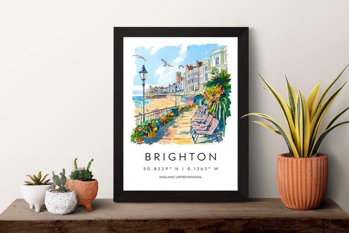 Brighton Watercolor Poster Brighton Travel Print Brighton Wall Art Brighton Seaside Painting Brighton Souvenir UK Decor