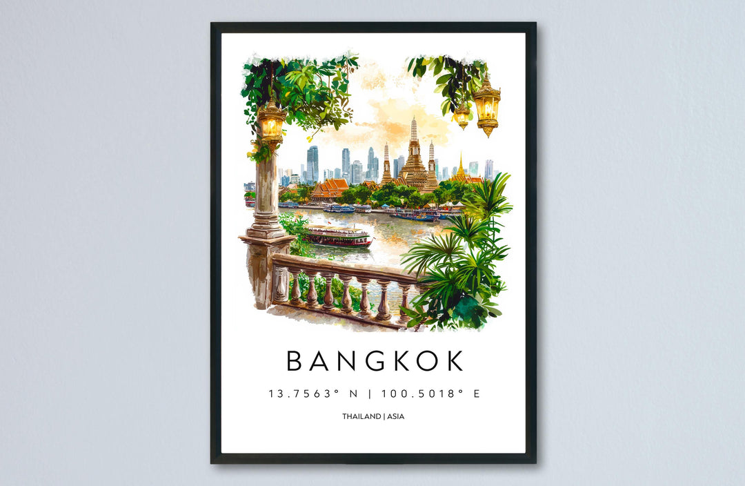 Bangkok Watercolor Poster Bangkok Travel Print Bangkok Wall Art Bangkok Cityscape Painting Bangkok Souvenir Thailand Decor