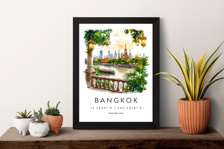 Bangkok Watercolor Poster Bangkok Travel Print Bangkok Wall Art Bangkok Cityscape Painting Bangkok Souvenir Thailand Decor