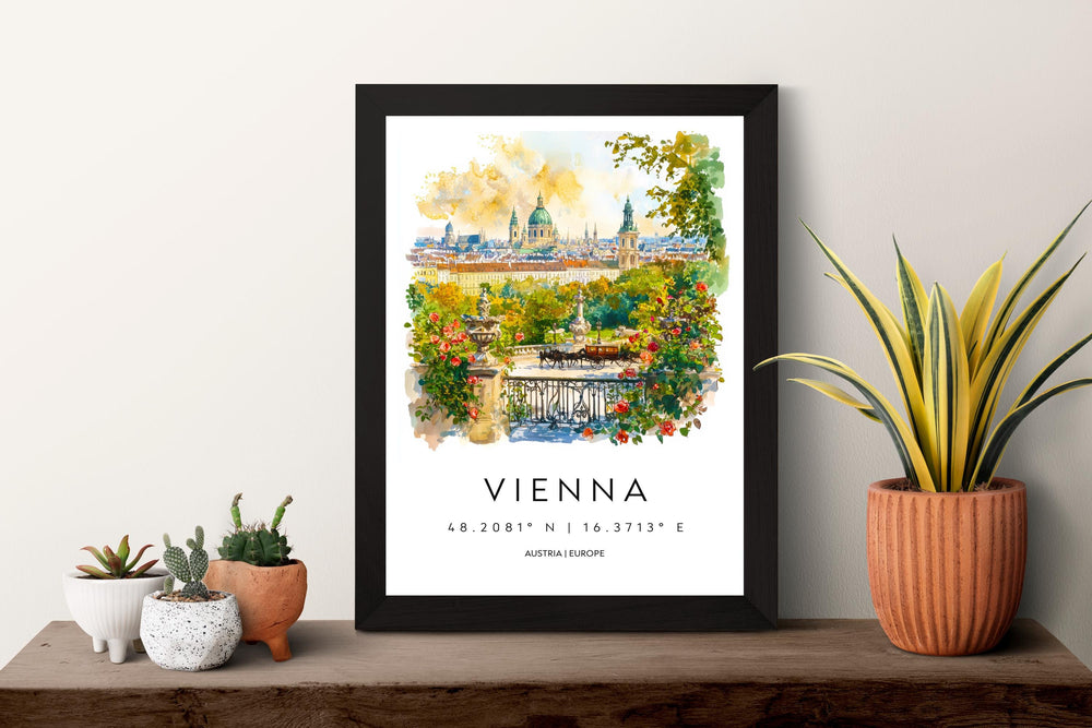 Vienna Watercolor Poster Vienna Travel Print Vienna Wall Art Vienna Cityscape Painting Vienna Souvenir Austria Decor
