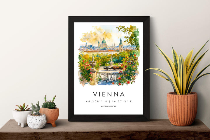 Vienna Watercolor Poster Vienna Travel Print Vienna Wall Art Vienna Cityscape Painting Vienna Souvenir Austria Decor