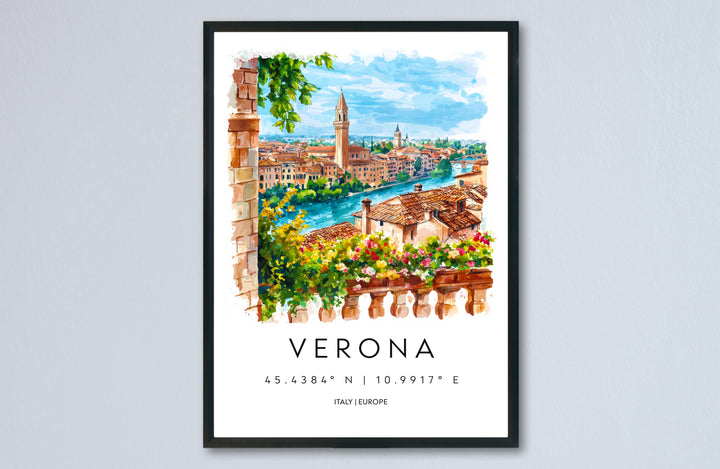 Verona Watercolor Poster Verona Travel Print Verona Wall Art Verona Cityscape Painting Verona Souvenir Italy Decor