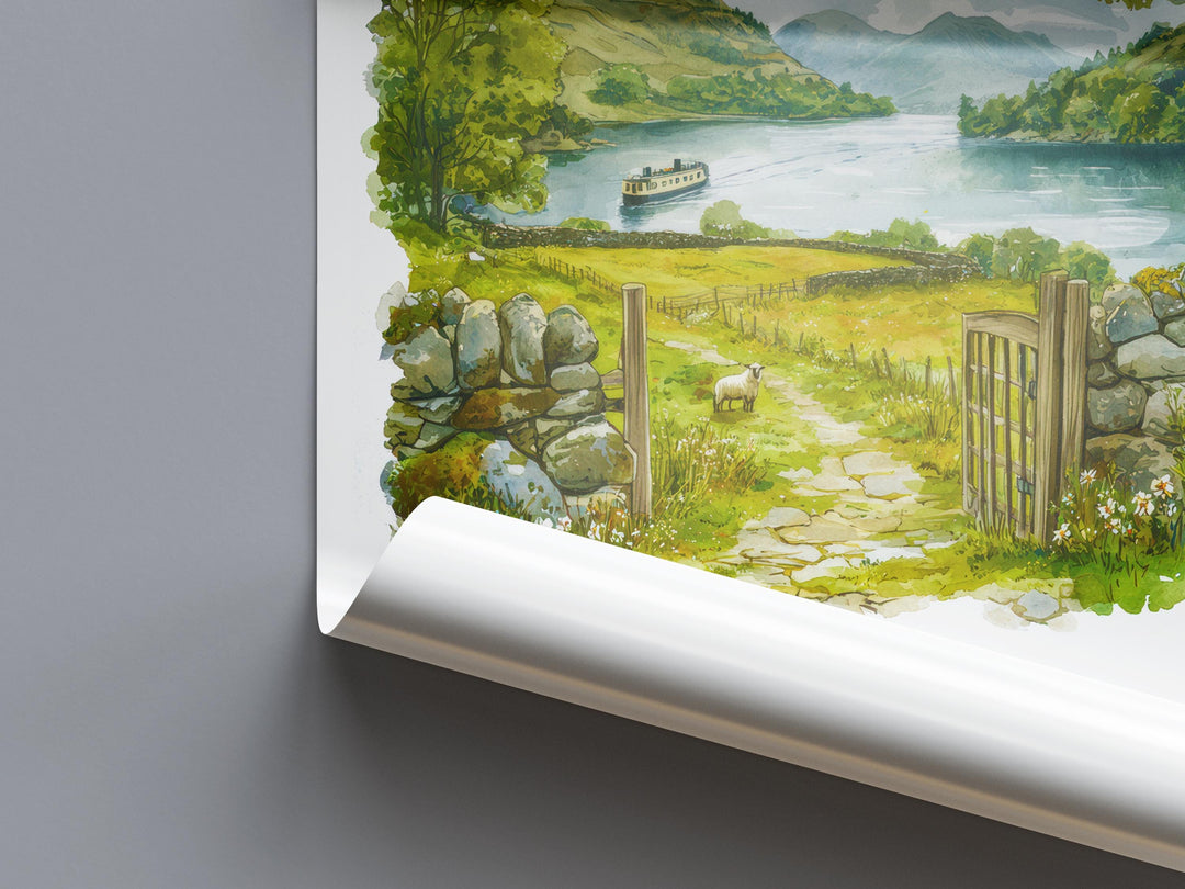 Ullswater Watercolor Poster Ullswater Travel Print Ullswater Wall Art Lake District Painting Ullswater Souvenir UK Decor