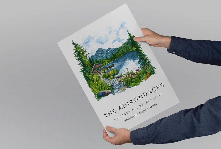Adirondacks Watercolor Poster Adirondacks Travel Print Adirondacks Wall Art Mountain Landscape Painting Nature Decor