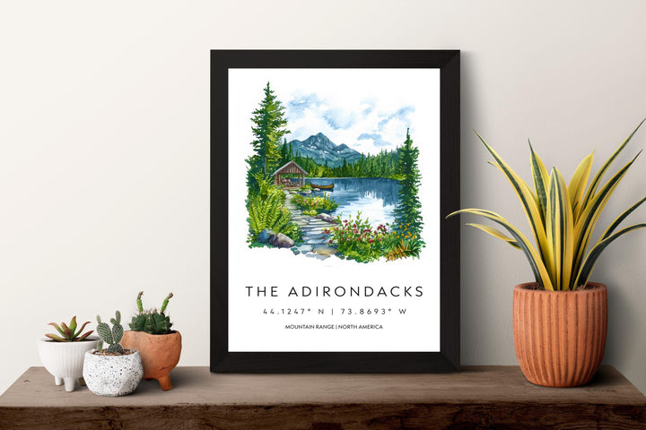 Adirondacks Watercolor Poster Adirondacks Travel Print Adirondacks Wall Art Mountain Landscape Painting Nature Decor