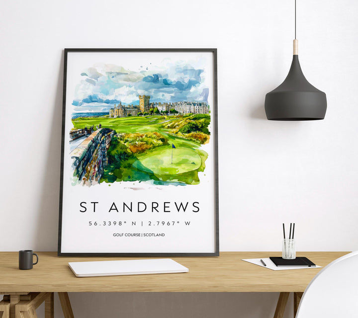 St Andrews Watercolor Poster St Andrews Travel Print St Andrews Wall Art St Andrews Painting Scotland Coastal Decor