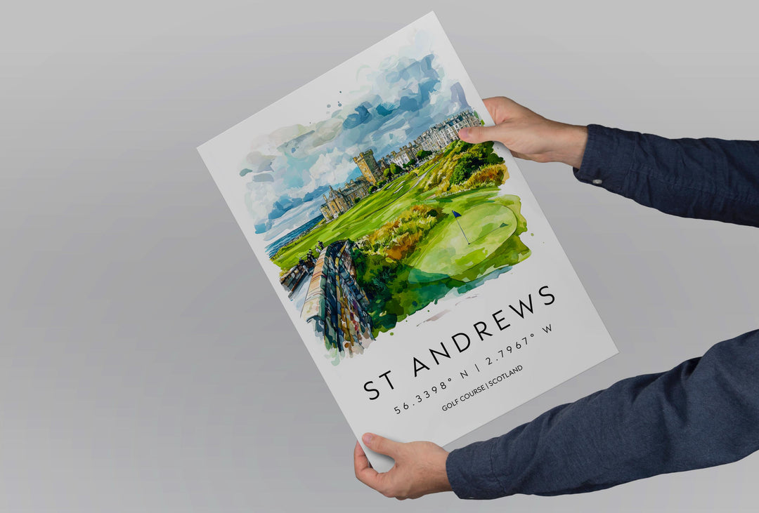 St Andrews Watercolor Poster St Andrews Travel Print St Andrews Wall Art St Andrews Painting Scotland Coastal Decor