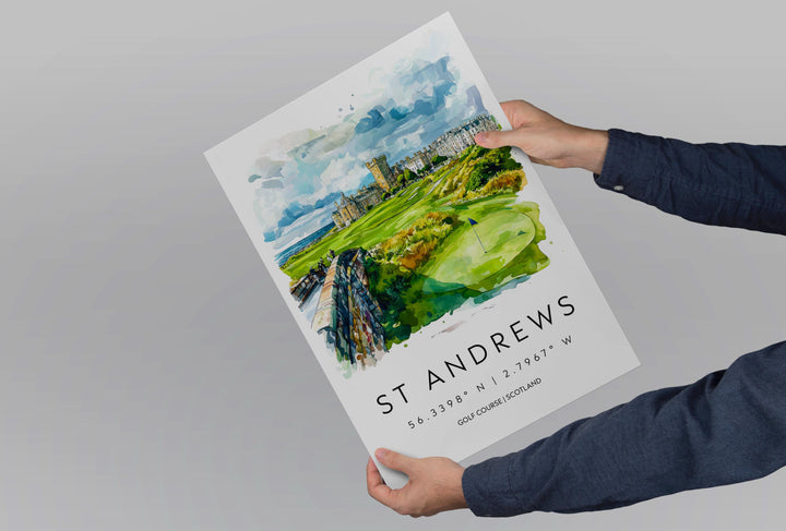 St Andrews Watercolor Poster St Andrews Travel Print St Andrews Wall Art St Andrews Painting Scotland Coastal Decor