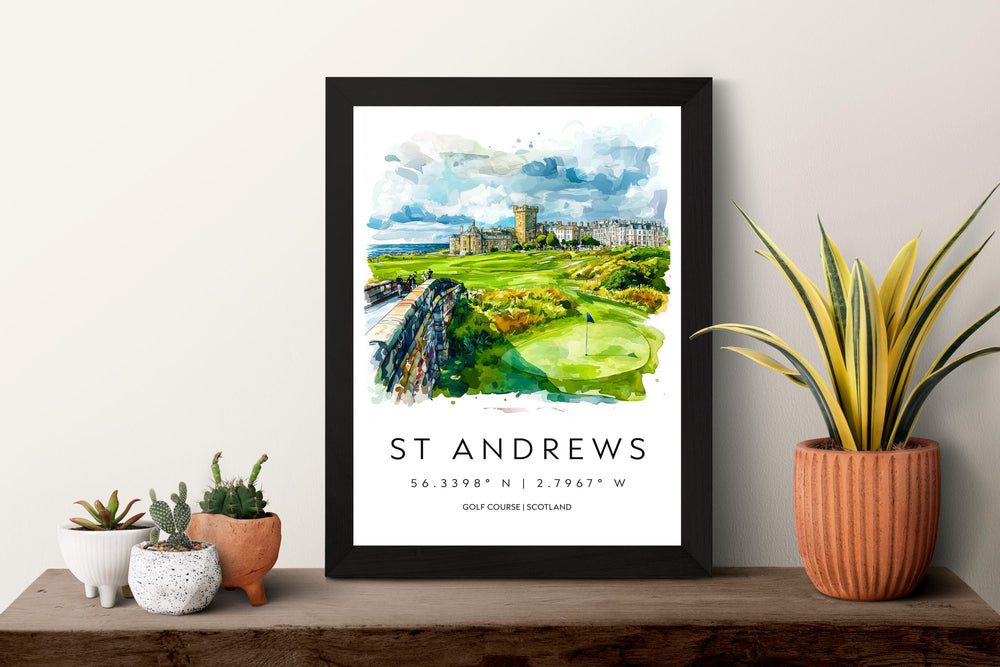 St Andrews Watercolor Poster St Andrews Travel Print St Andrews Wall Art St Andrews Painting Scotland Coastal Decor