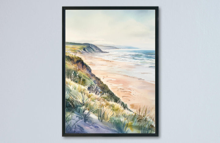 Woolacombe Watercolor Poster Woolacombe Travel Print Woolacombe Wall Art Seaside Painting Devon Beach Souvenir Decor