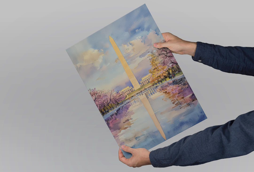 Washington DC Monument Watercolor Poster Travel Print Wall Art DC Souvenir Landmark Painting USA Capital Decor