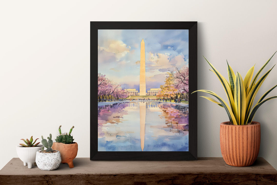 Washington DC Monument Watercolor Poster Travel Print Wall Art DC Souvenir Landmark Painting USA Capital Decor
