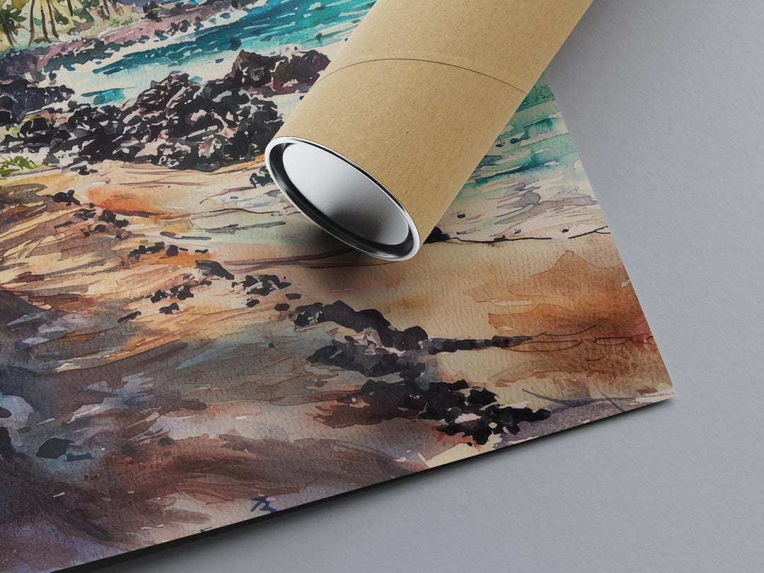 Maui Watercolor Poster Maui Travel Print Maui Wall Art Hawaii Island Painting Maui Souvenir Tropical Beach Decor