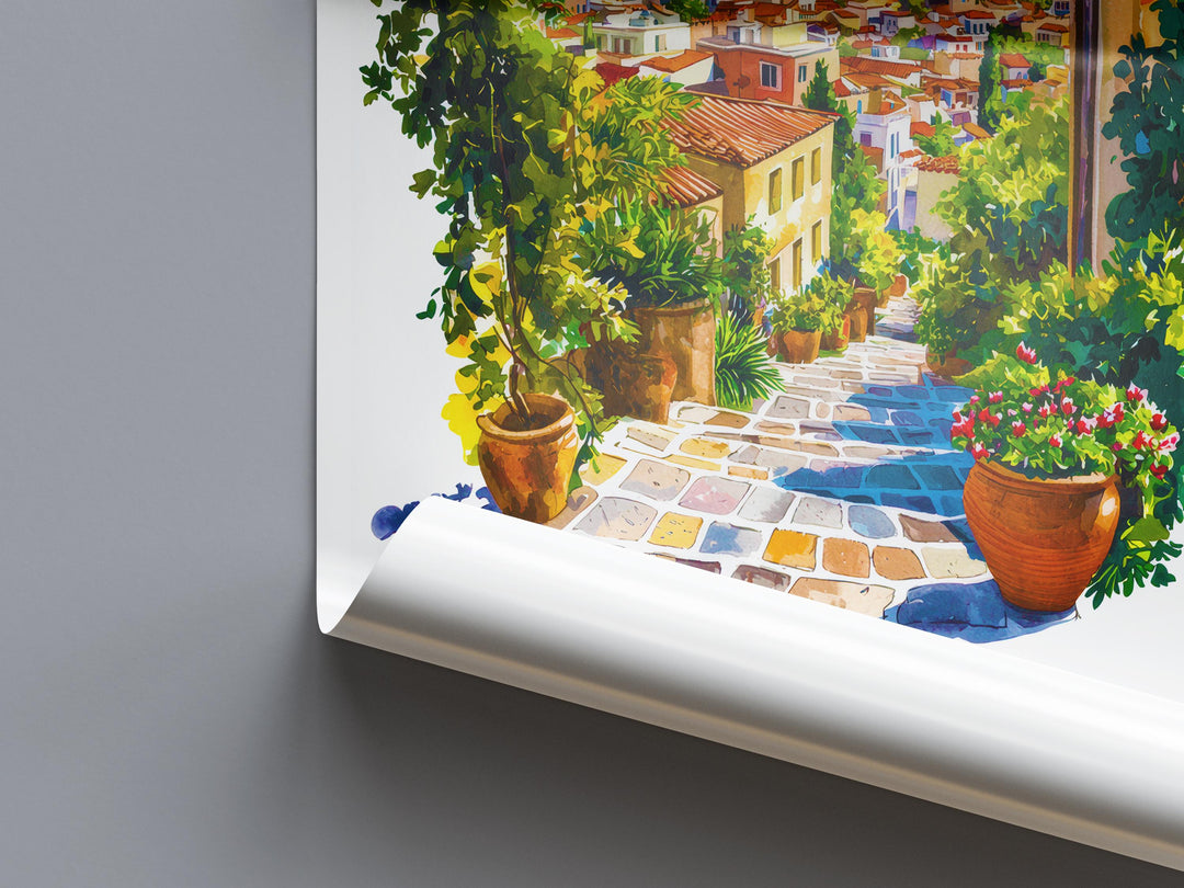 Athens Watercolor Poster Athens Travel Print Greece Wall Art Athens Cityscape Painting Athens Souvenir European Home Decor