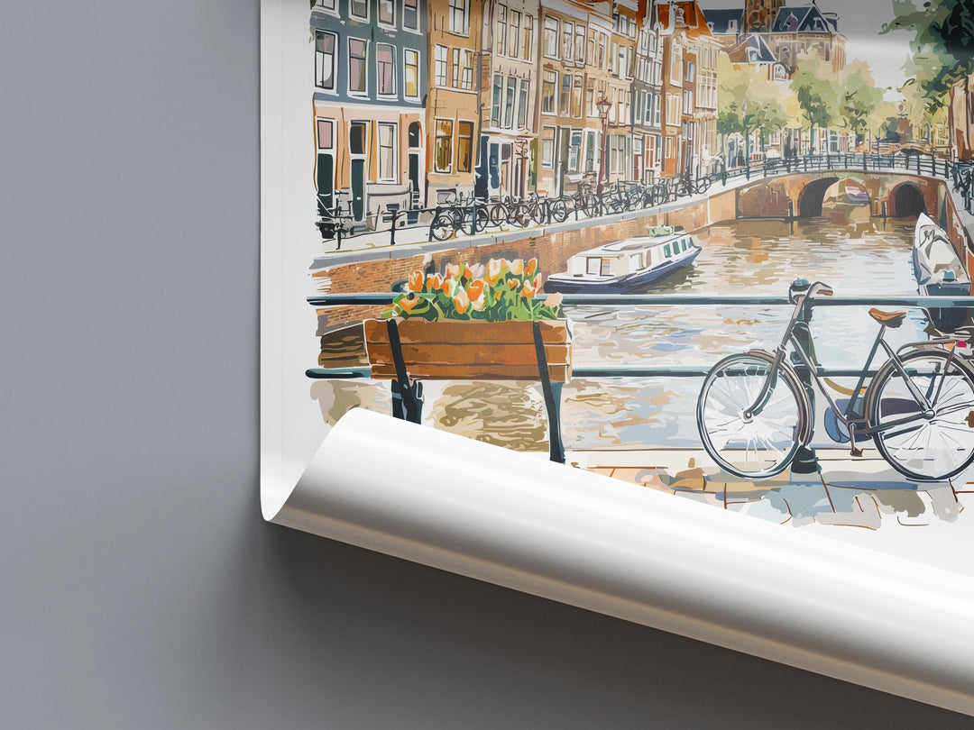 Amsterdam Watercolor Poster Amsterdam Travel Print Amsterdam Wall Art Amsterdam Cityscape Painting Amsterdam Souvenir Decor