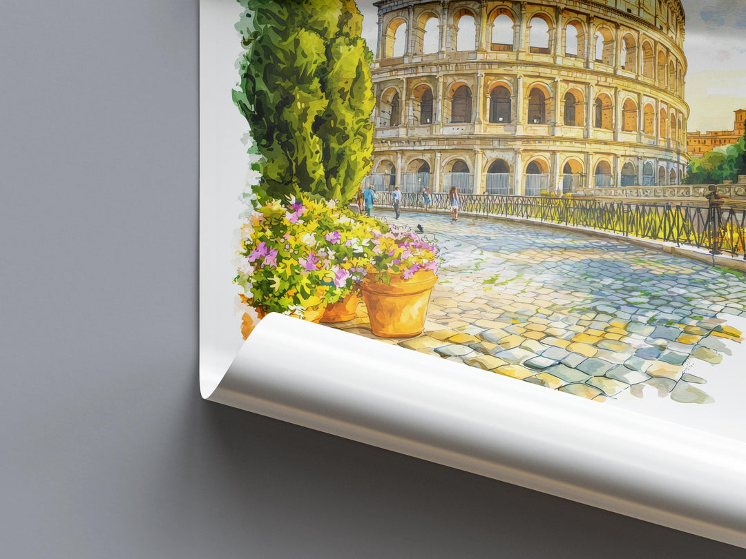 Rome Watercolor Poster Rome Travel Print Rome Wall Art Rome Cityscape Painting Rome Souvenir Italy Decor Roman Architecture