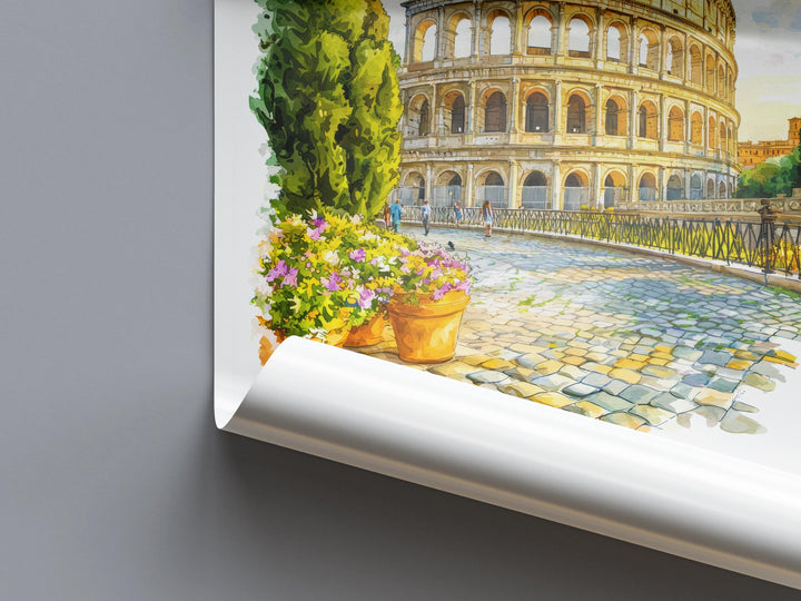 Rome Watercolor Poster Rome Travel Print Rome Wall Art Rome Cityscape Painting Rome Souvenir Italy Decor Roman Architecture