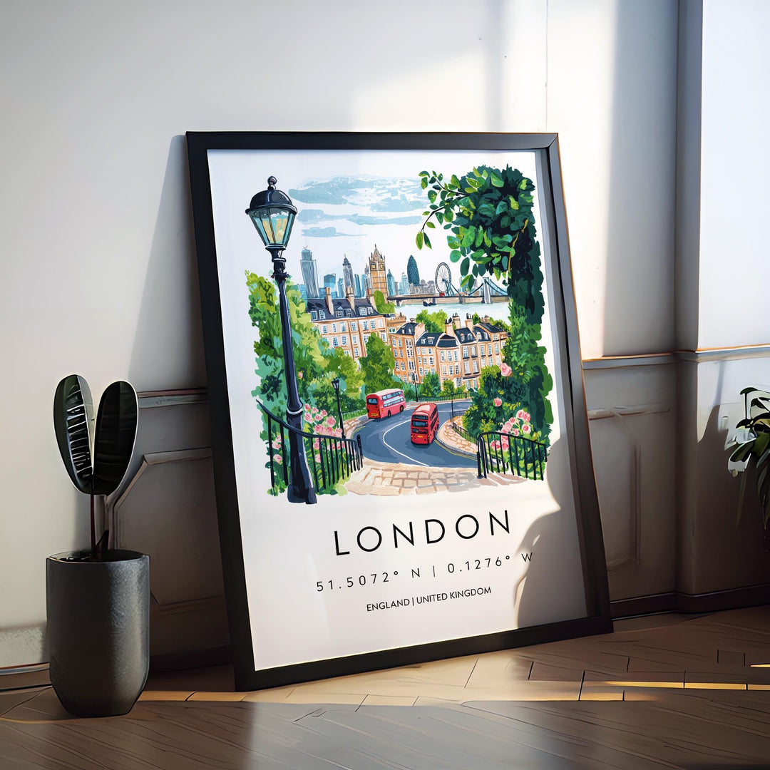 London Watercolor Poster London Travel Print London Wall Art London Cityscape Painting London Souvenir UK Decor