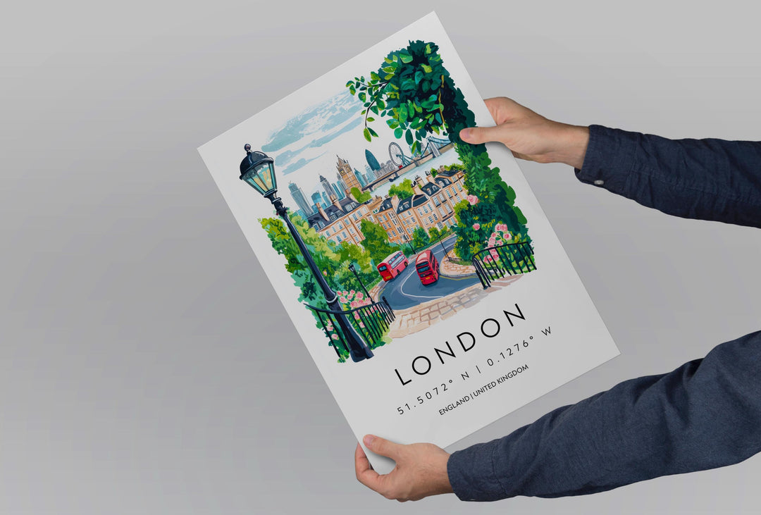 London Watercolor Poster London Travel Print London Wall Art London Cityscape Painting London Souvenir UK Decor