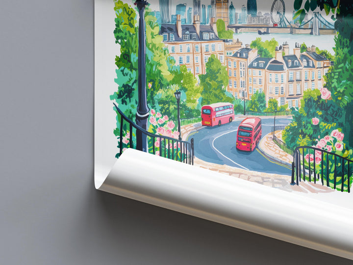 London Watercolor Poster London Travel Print London Wall Art London Cityscape Painting London Souvenir UK Decor