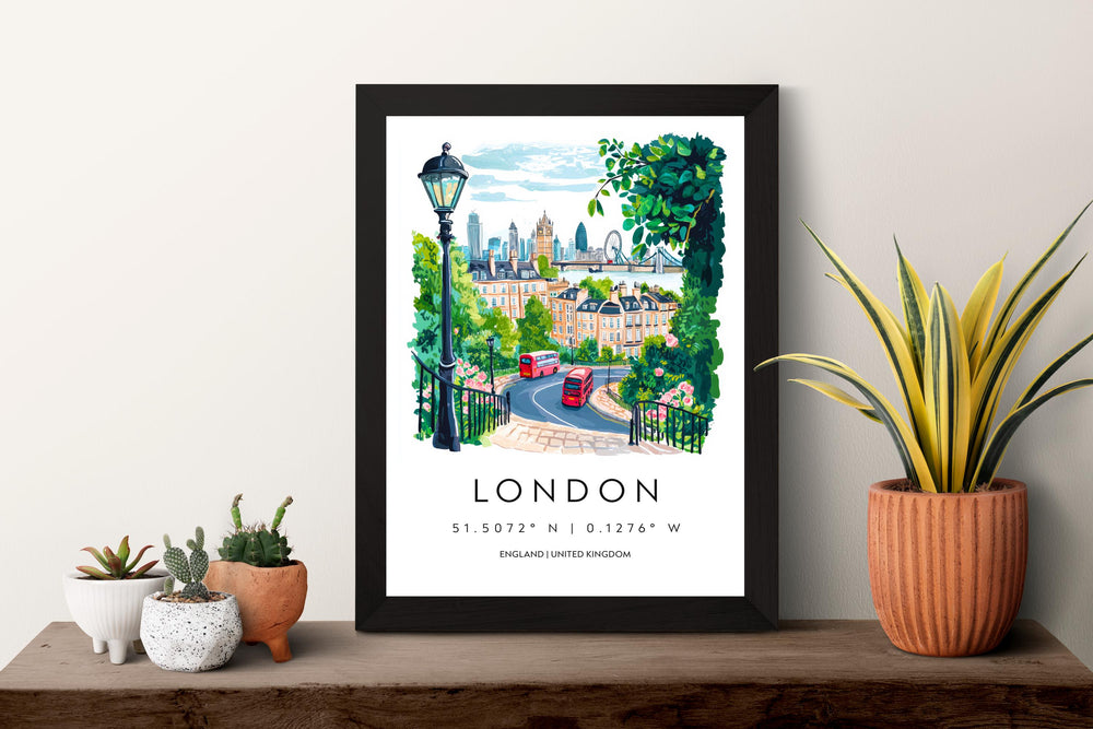 London Watercolor Poster London Travel Print London Wall Art London Cityscape Painting London Souvenir UK Decor