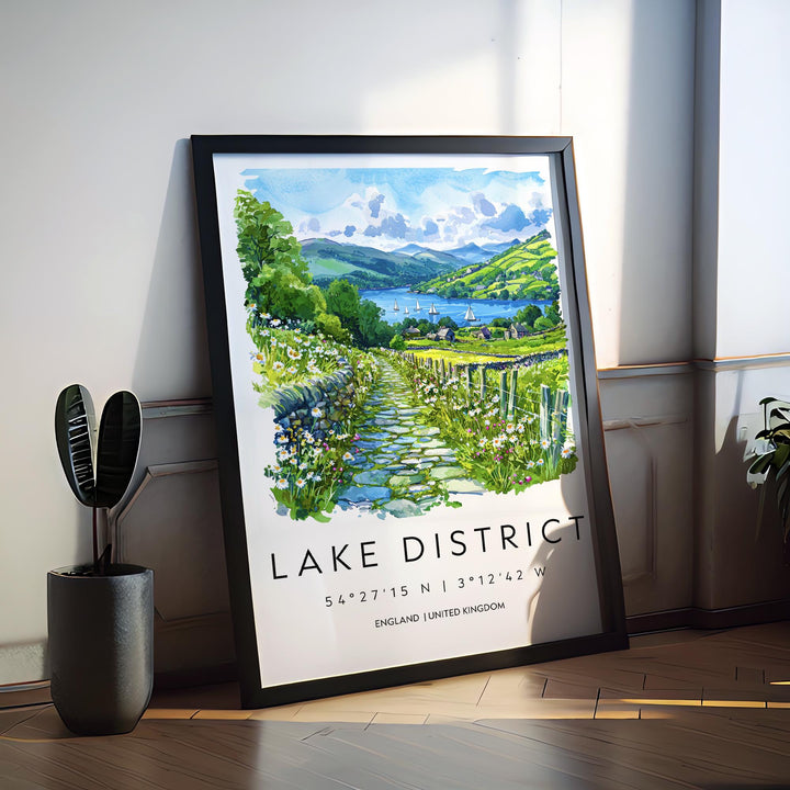 Lake District Watercolor Poster Lake District Travel Print Lake District Wall Art Lake District Painting UK Nature Decor