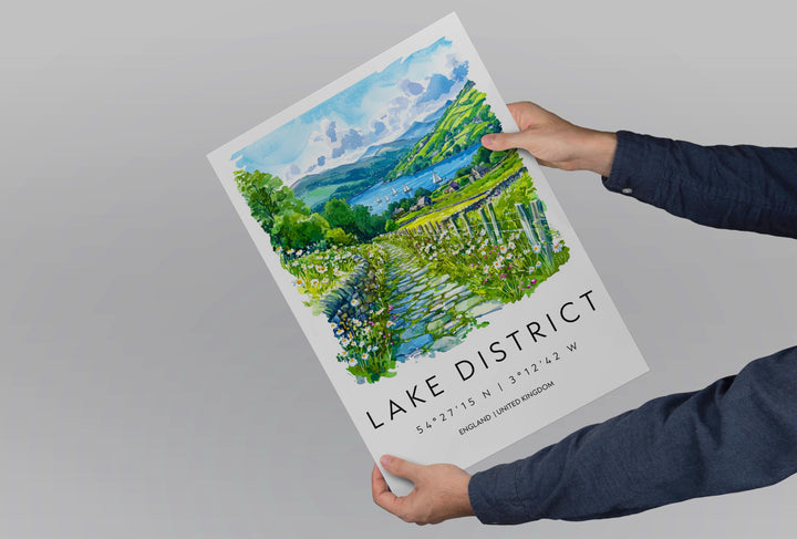 Lake District Watercolor Poster Lake District Travel Print Lake District Wall Art Lake District Painting UK Nature Decor