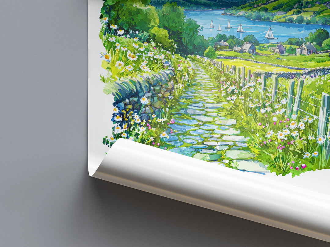 Lake District Watercolor Poster Lake District Travel Print Lake District Wall Art Lake District Painting UK Nature Decor