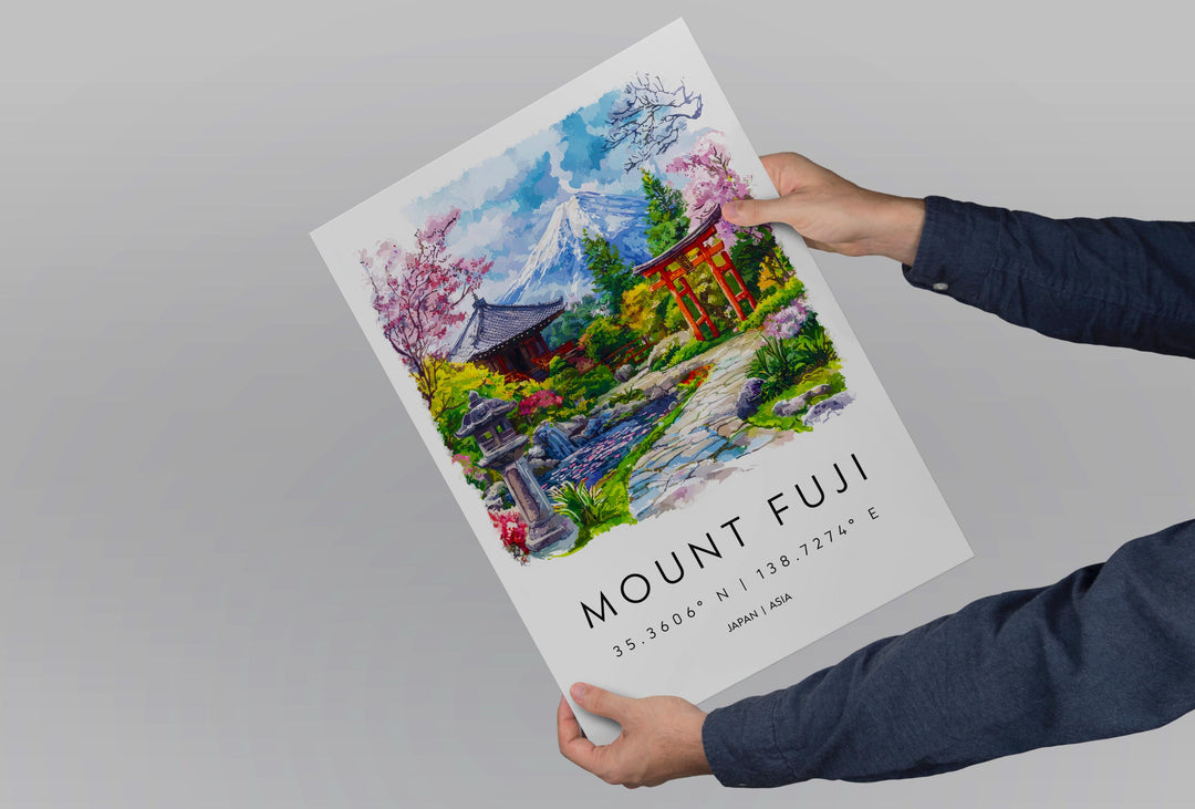 Mount Fuji Watercolor Poster Mount Fuji Travel Print Mount Fuji Wall Art Mount Fuji Painting Japan Souvenir Decor