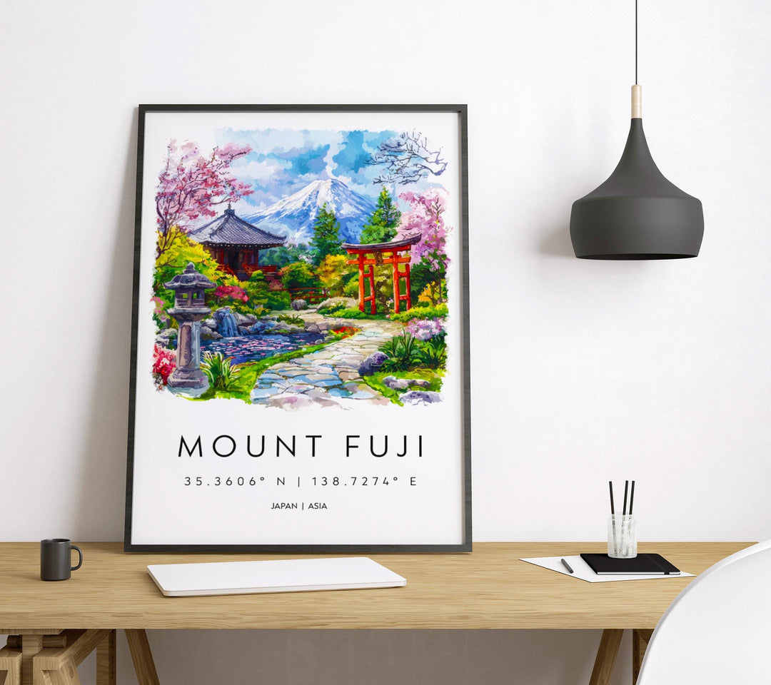 Mount Fuji Watercolor Poster Mount Fuji Travel Print Mount Fuji Wall Art Mount Fuji Painting Japan Souvenir Decor