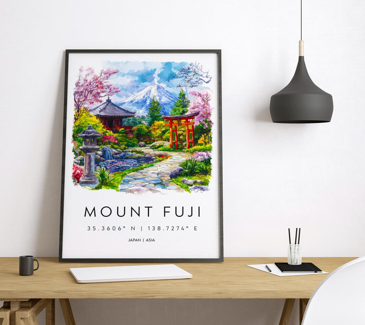 Mount Fuji Watercolor Poster Mount Fuji Travel Print Mount Fuji Wall Art Mount Fuji Painting Japan Souvenir Decor