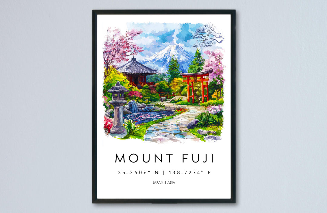 Mount Fuji Watercolor Poster Mount Fuji Travel Print Mount Fuji Wall Art Mount Fuji Painting Japan Souvenir Decor