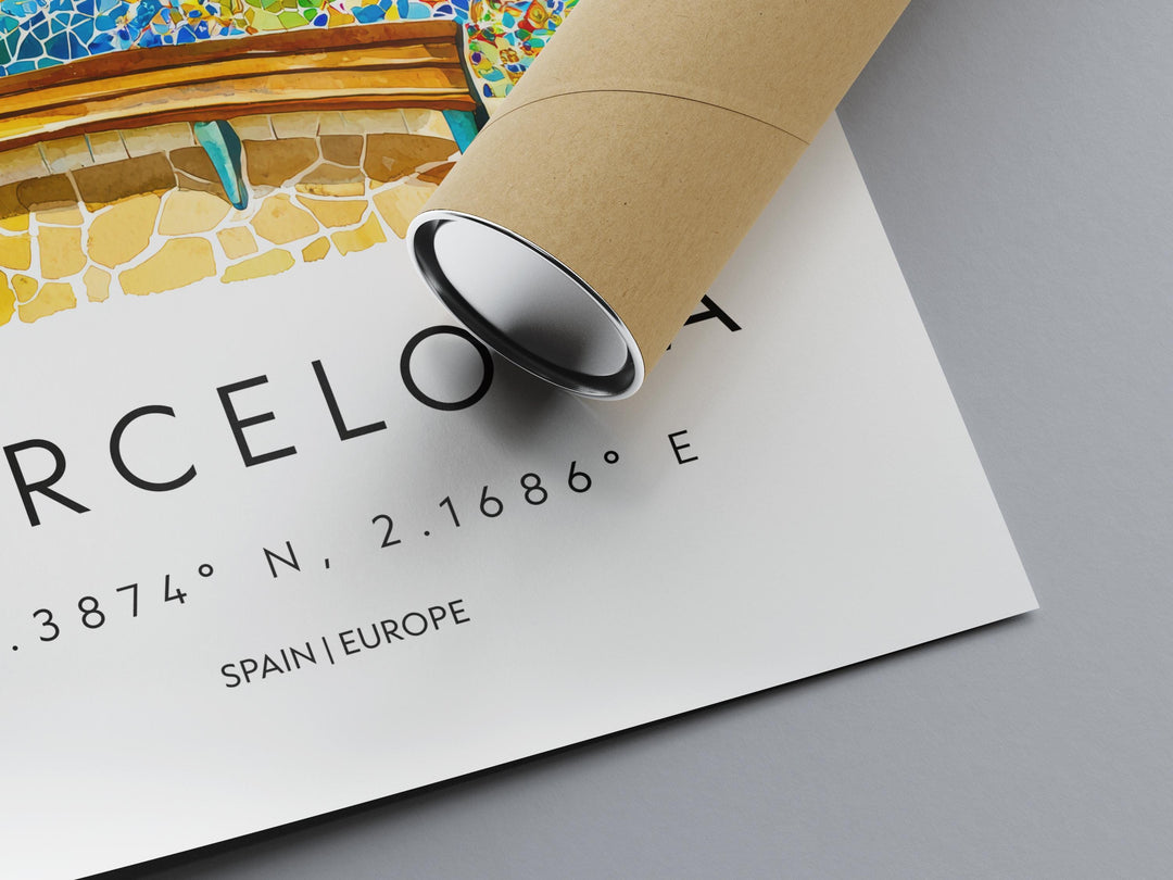 Barcelona Watercolor Poster Barcelona Travel Print Barcelona Wall Art Barcelona Cityscape Painting Barcelona Souvenir Spain Decor