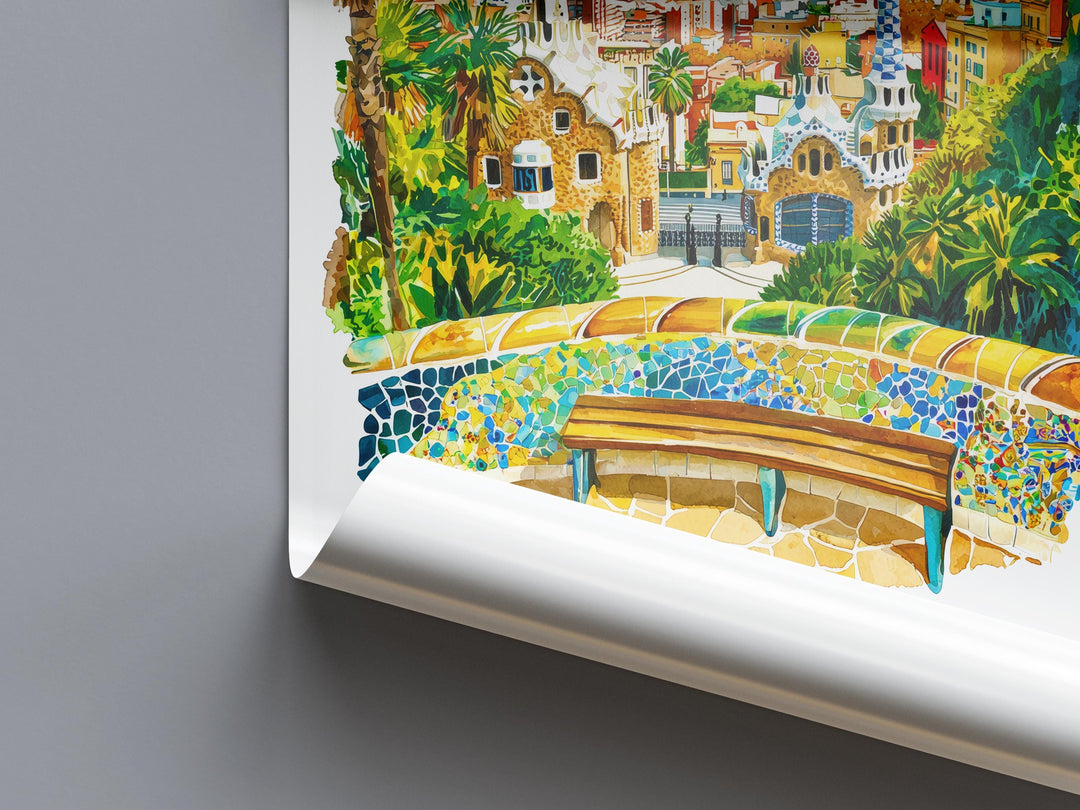 Barcelona Watercolor Poster Barcelona Travel Print Barcelona Wall Art Barcelona Cityscape Painting Barcelona Souvenir Spain Decor