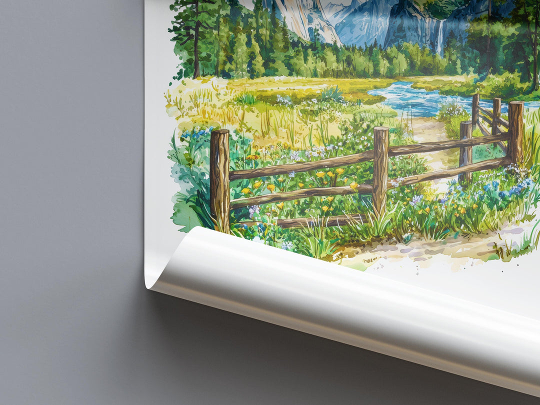 Yosemite Watercolor Poster Yosemite Travel Print Yosemite Wall Art Yosemite Landscape Painting Yosemite Souvenir USA Decor