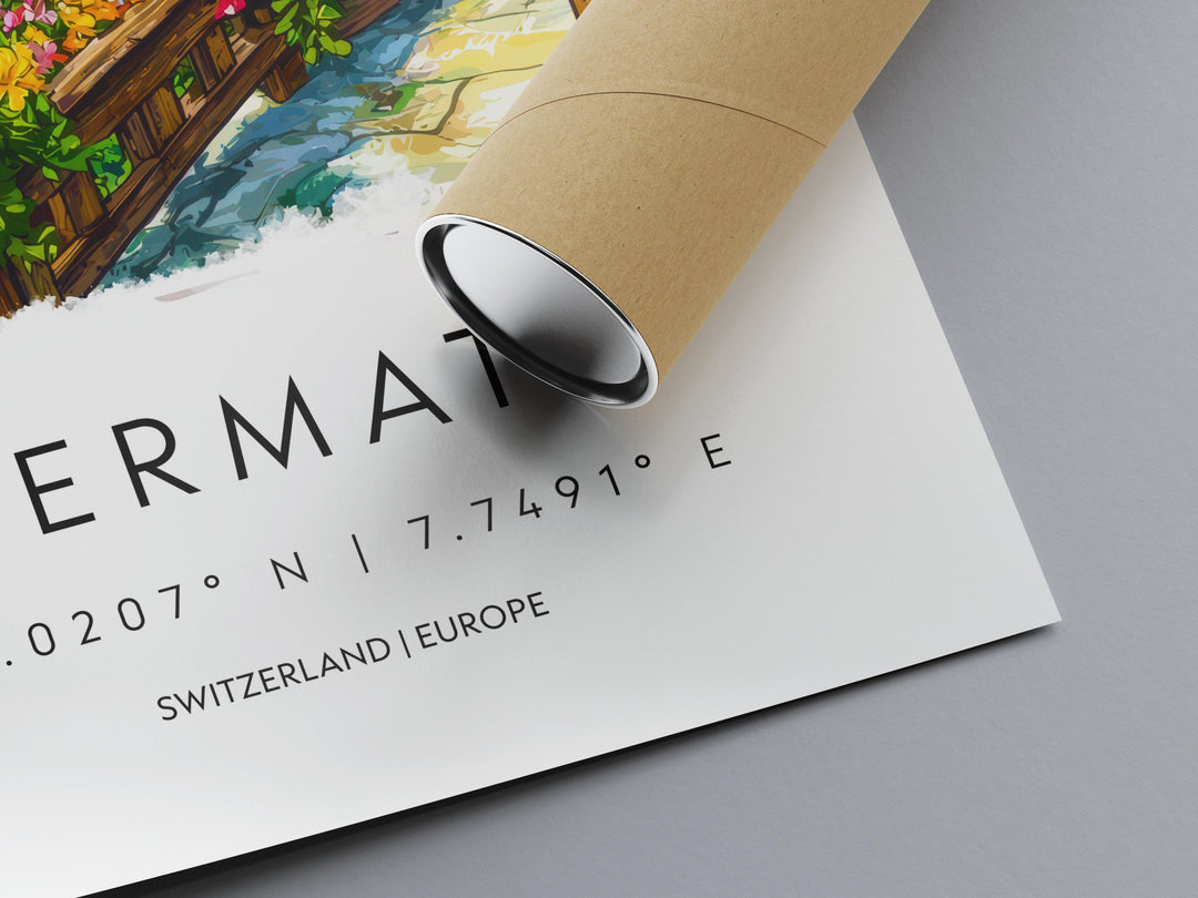 Zermatt Watercolor Poster Zermatt Travel Print Zermatt Wall Art Zermatt Mountain Painting Zermatt Souvenir Swiss Alps Decor