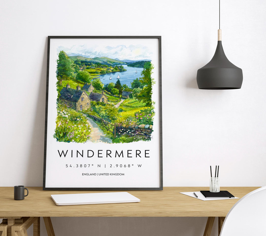 Windermere Watercolor Poster Windermere Travel Print Windermere Wall Art Windermere Lake Painting Windermere Souvenir UK Decor