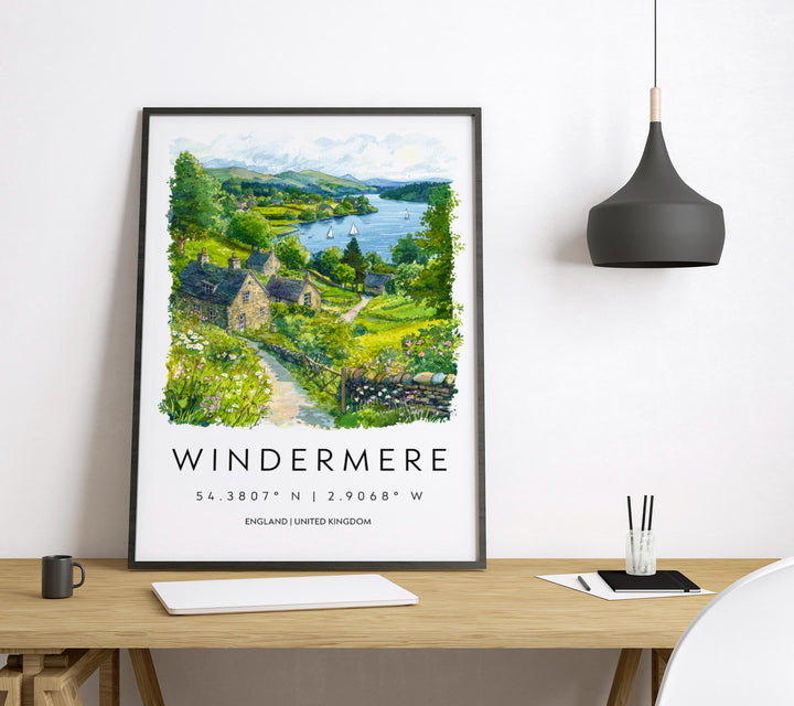 Windermere Watercolor Poster Windermere Travel Print Windermere Wall Art Windermere Lake Painting Windermere Souvenir UK Decor