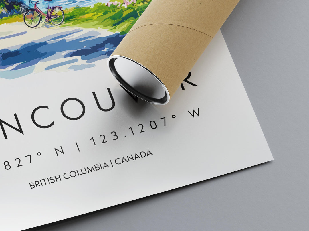Vancouver Watercolor Poster Vancouver Travel Print Vancouver Wall Art Vancouver Cityscape Painting Vancouver Souvenir Canada Decor