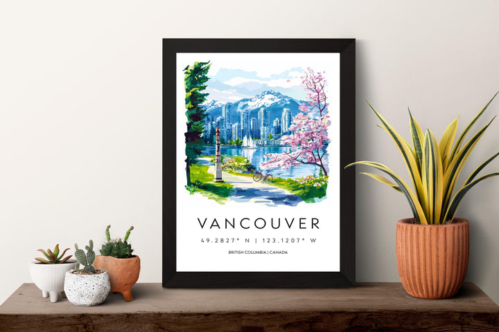Vancouver Watercolor Poster Vancouver Travel Print Vancouver Wall Art Vancouver Cityscape Painting Vancouver Souvenir Canada Decor