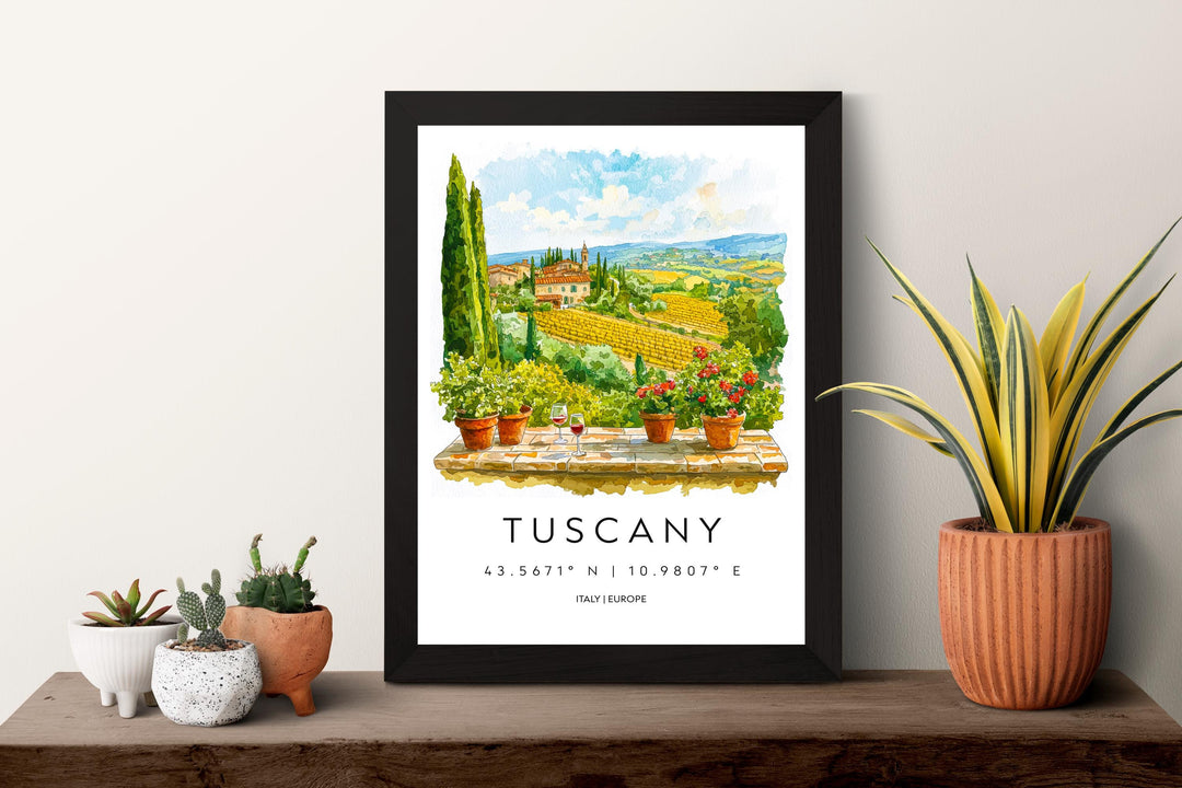 Tuscany Watercolor Poster Tuscany Travel Print Tuscany Wall Art Tuscany Landscape Painting Tuscany Souvenir Italy Decor