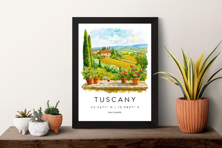 Tuscany Watercolor Poster Tuscany Travel Print Tuscany Wall Art Tuscany Landscape Painting Tuscany Souvenir Italy Decor