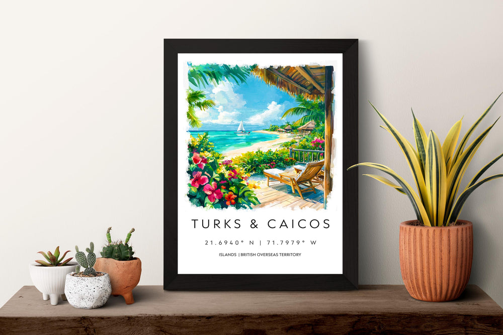 Turks and Caicos Watercolor Poster Turks and Caicos Travel Print Turks and Caicos Wall Art Turks and Caicos Painting Island Souvenir Decor