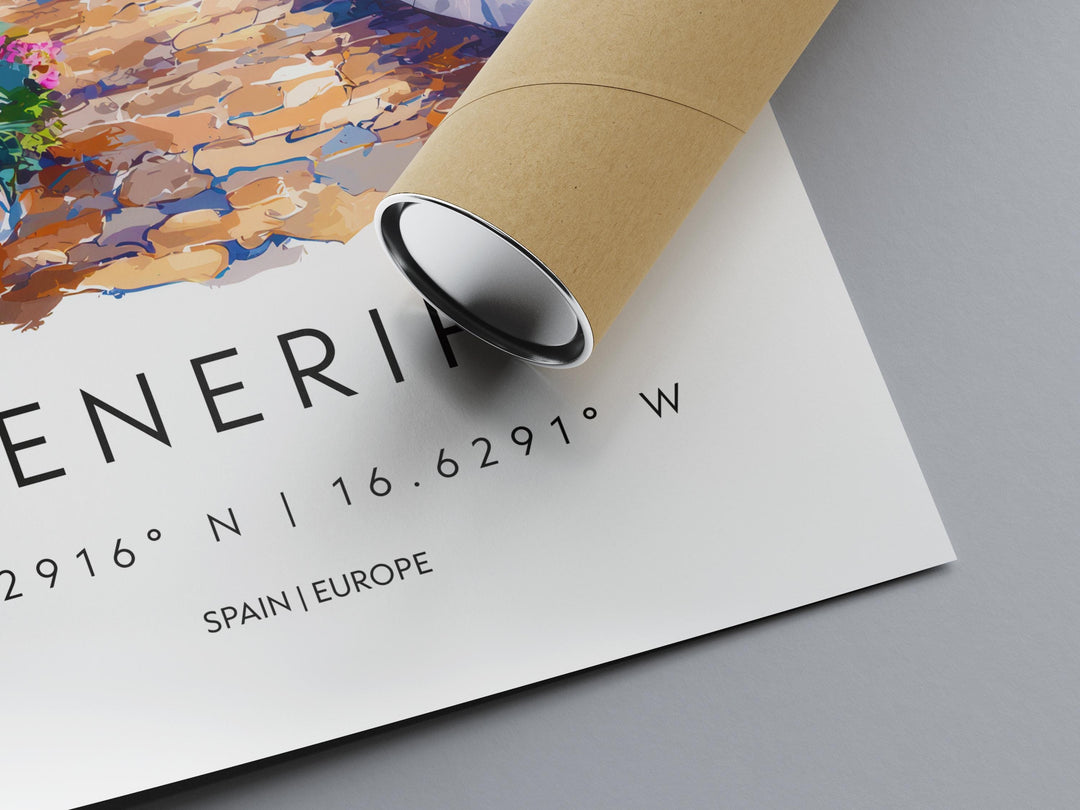 Tenerife Watercolor Poster Tenerife Travel Print Tenerife Wall Art Tenerife Landscape Painting Tenerife Souvenir Spain Island Decor