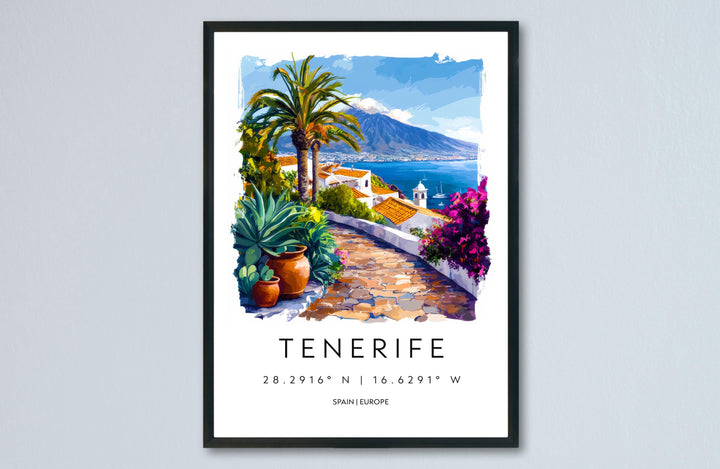 Tenerife Watercolor Poster Tenerife Travel Print Tenerife Wall Art Tenerife Landscape Painting Tenerife Souvenir Spain Island Decor