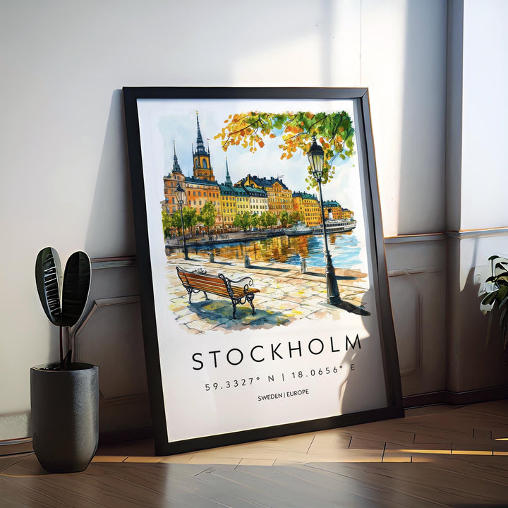 Stockholm Watercolor Poster Stockholm Travel Print Stockholm Wall Art Stockholm Cityscape Painting Stockholm Souvenir Sweden Decor